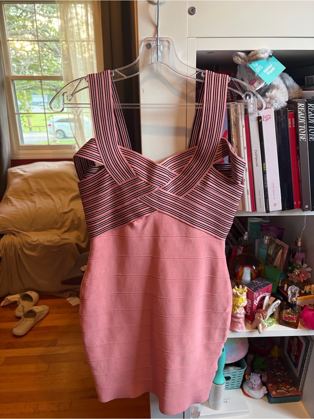 Pink Striped Fit-and-Flare Mini Dress